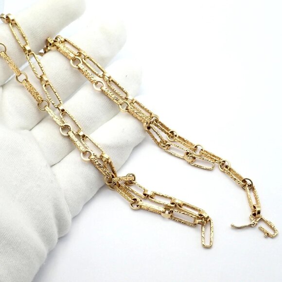 Rare! Vintage Estate 18k Yellow Gold 30" Long Paperclip Link Necklace 56.8g - Picture 7 of 14